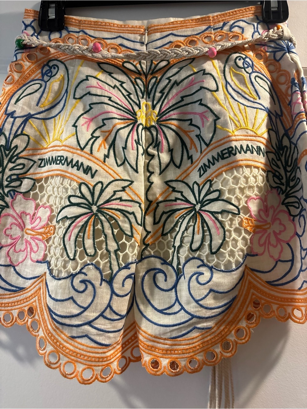 Zimmermann Women's Ginger Tropical Embroidered Shorts In Linen - Picture 7 of 8